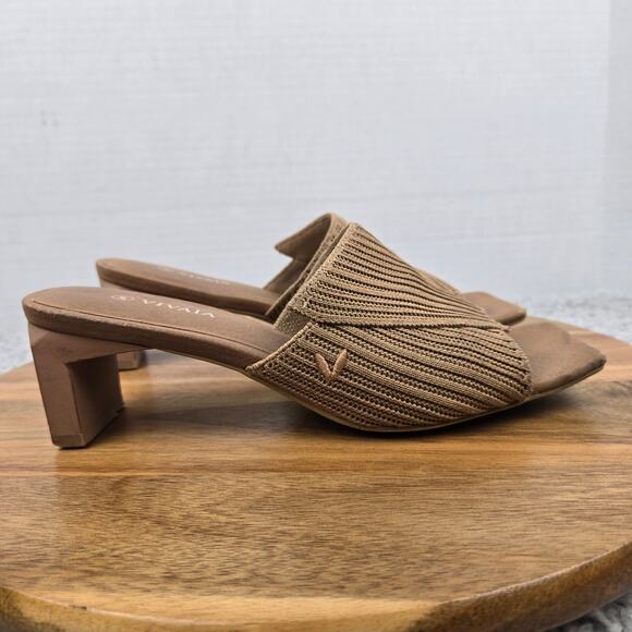 Vivaia Womens 36 Jade Almond Square Open Toe Business Casual Block Heel Slide - Picture 3 of 12